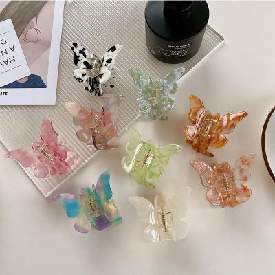 China Eco-Friendly Korean Hair Claw Acetate Style Ins Colored Butterfly Hair Clips For Girls for sale