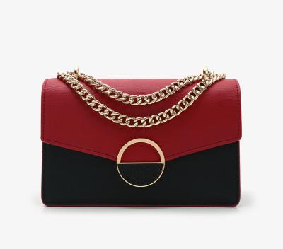 China Retro Red And Black Chains PU Women Double Sides Stylish PU Bag Messenger Handbag for sale