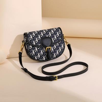 China PU Women's Small Shoulder Bags Cross - Body Bag Vintage Handbag Letter Jacquard Embroidery Sling Bag for sale