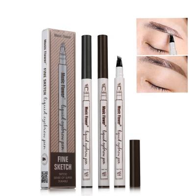 China Best Selling Music Flower Waterproof Micro Four Fork Tip Eyebrow Tattoo Pencil Art Microblading Eyebrow Pen Waterproof Liquid Cosmetic for sale