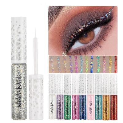 China Wholesale Waterproof HANDAIYAN waterproof to shimmer color gel fashion high pigment liquid glitter eyeliner for sale