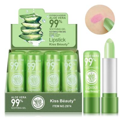 China Beauty Kiss Moisturizing Lipstick Natural Waterproof Lip Balm Color Changing Aloe Vera Lipstick For Women for sale