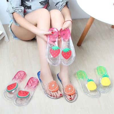 China Fashion Trend Ladies Fruit Fruit Woman Comfortable Non-slip Jelly Shoes Madame Plastic Fruit Sandals Summer Crystal Flat Shoes Slippers for sale