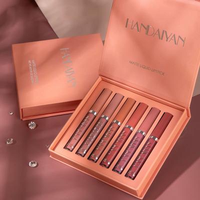 China HANDAIYAN Waterproof Private Label 6 Colors Nude Lip Gloss Liquid Lipstick Set Waterproof Maquillaje Matte Lipgloss Gift Sets Cosmetic for sale