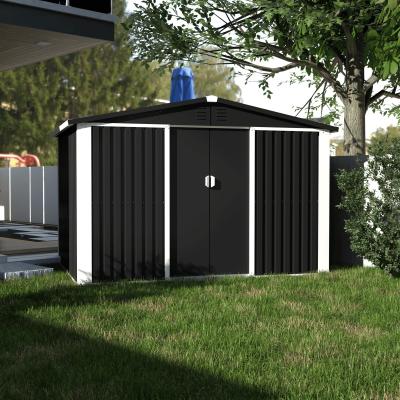 China Outdoor Shed House with Double-Sliding-Door Metal Storage Garden Shed for sale