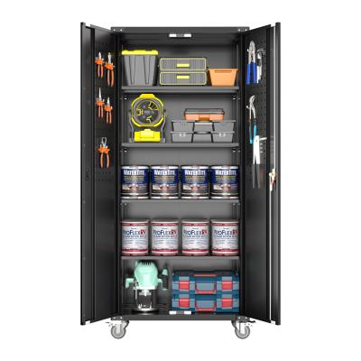 China Garage Storage Cabinet with Wheels & Pegboard,Metal Storage Cabinet with Doors and Shelves, Rolling Steel Cabinet for sale