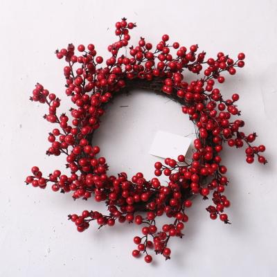 China 2022 Wholesale 2022 Christamas Decoration Wholesale shuangyuan Garland And Cherry Flower Red Red Cherry Flower Wreath Branch Natural Base for sale