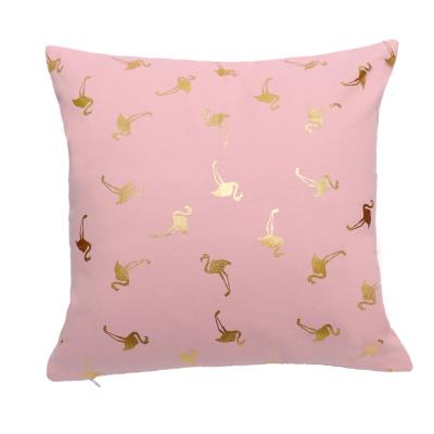 China 18 x 18 Inch Cotton Canvas Flamingo Valentine's Day Pillowcase 100% Pink Hot Stamping Home Indoor & Outdoor Love Memory Memory for sale