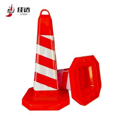 China Road Safety Construction Warning Sales PVC Sturdy Orange Plastic Square Cone With Lift Ring Hazard Construction Cone for sale