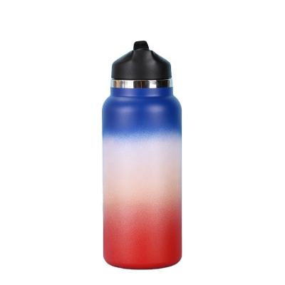 China Durable Double Wall 32oz 40oz Wide Mouth Sports Insulated Vacuum Flask Stainless Steel Water Bottles Straw Lid Custom for sale