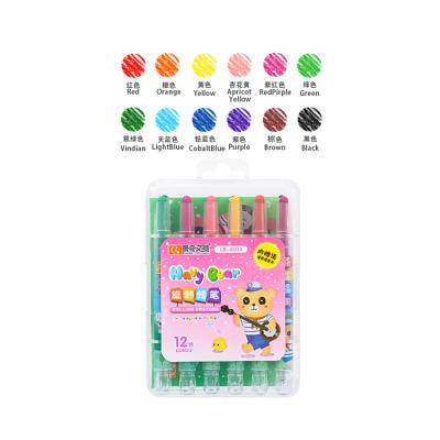 China Competitive Price Non-Toxic Stationery Gift Promotion Kids Painting 12 Colors Wax Crayon Set for sale