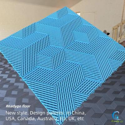 Cina Piastrelle blu flessibili per pavimenti di garage 3D interlocking in vendita