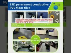 Conductive Textured Light Grey ESD PVC Floor Tiles 10^3-10^5 Ohms