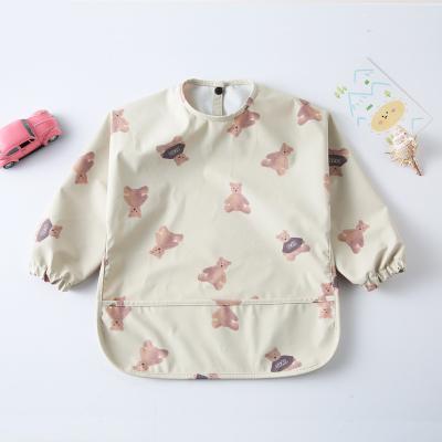 China Sustainable Baby Long Sleeve Bibs Feeding Shirt Apron Bib for sale