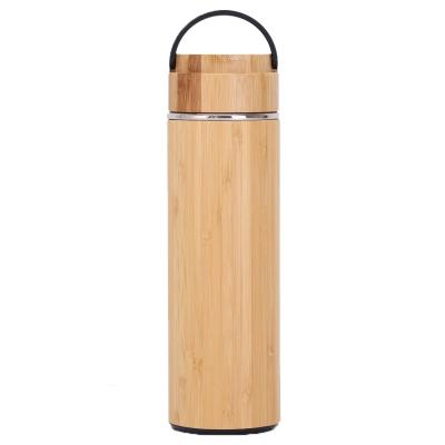 China Business Life Customer Logo Stainless Steel Bamboo Thermal Eco Friendly Water Bottle for sale