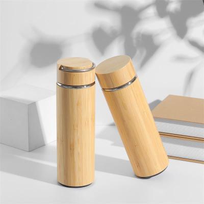 China Business 550ML Customized Logo Heat Insulation Bamboo Water Bottle Eco Friendly Stainless Steel for sale