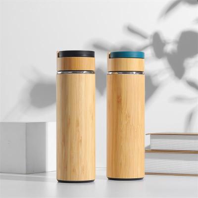 China 450ML Business Customized Logo BPA Free Stainless Steel Bamboo Tumbler for sale