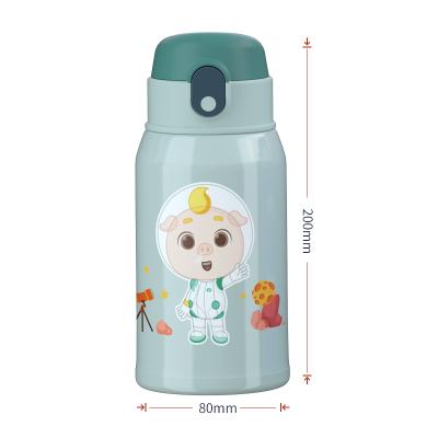 China Business Manufacturing Selling Cute Design Double Walled Insulated Water Bottle Kids Stainless Steel Cup With Straw And Bag for sale