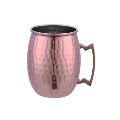 China Business Hot Selling Pure Copper Plating India Craft Moscow Mule Cocktail Mug With Gold Brass Handle Handles for sale