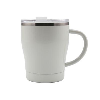 China Custom PORTABLE 10OZ Stainless Steel Logo Ceramic Paint Craft Inner Double Walled Coffee Mug With Handle for sale