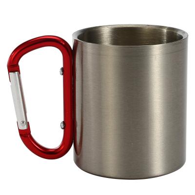 China 300ML Double Wall Carabiner Stainless Steel Handle PORTABLE Coffee Mug For Traveling Hiking for sale