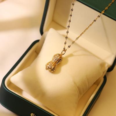 China Cute Cute Peanut Necklaces For Women Bead Diamond Card Setting Custom Necklace Gold Plated Lip Chain Fashion Jewelry Necklaces for sale