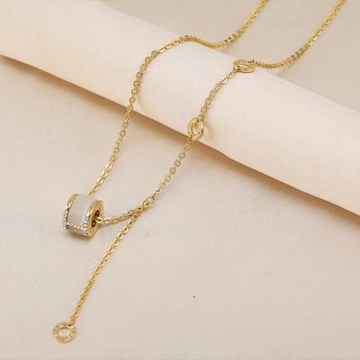 China Small Pretty Popular Size Fashion Classic Gold Plated Link Chain Necklaces For Women Oval Cut Titanium Diamond Necklace for sale