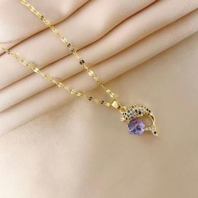 China Cute Cute Dolphins Shape Jewelry Necklaces Gold Plated Link Chain Pendants For Necklace Asscher Cut Crystal Necklaces For Women for sale