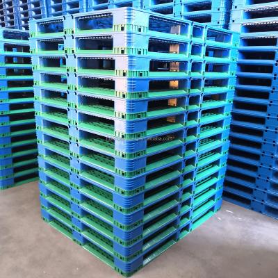 China Large 1210BLUE013 Gaosheng Single Faced Heavy Duty HDPE Storage Shipping Price Beverage Pallet 4way Single Stackable Plastic Euro Euro Faced for sale