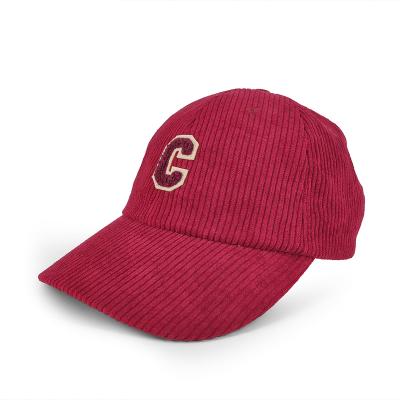 China High Quality Fashion Woman Outdoor Sports Hat 6 Panel Foam Patch Promotional Custom Logo Mens Red Corduroy Baseball Hat COMMON for sale