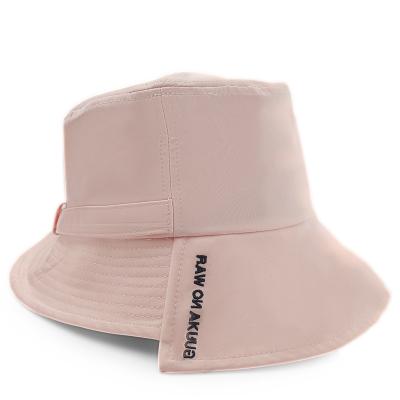 China Dobby Fashion Ladies Summer Sunshade Hat High Quality Cotton Embroidered Logo Plain Pink Fisherman Bucket Hat For Women for sale