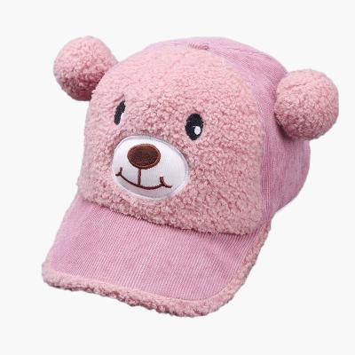 China JOINT Promotional Custom Design 5 Panel Teddy Velvet Winter Children Sports Adjustable Hat Cartoon Animal Baseball Cap Lovely For Kids for sale