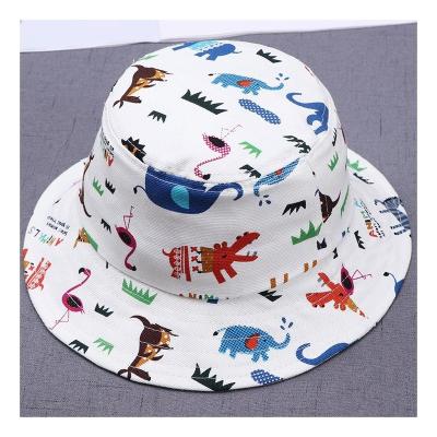 China 2022 Fashion Ladies Dobby 2022 Custom Cute Soft Fisherman Cap Print Colorful Animal Animal Cartoon Cotton Kids Bucket Hat For Girl for sale