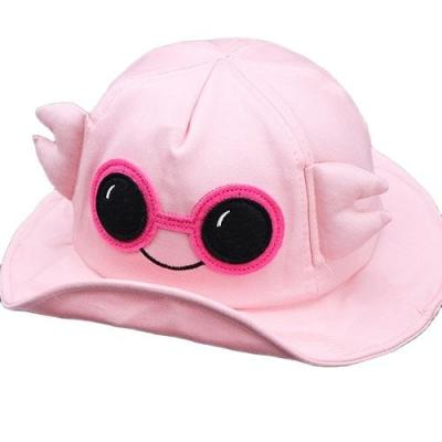 China Wholesale High Quality Custom Made Dobby Kids Girls Fisherman Hat With Ear Teddy Velvet Embroidery Cartoon Pink Bucket Hat For Children for sale