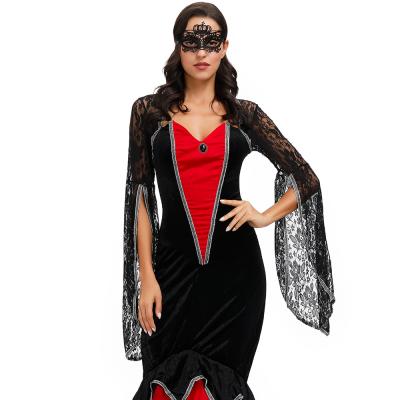 China Devil Costume Gothic Queen Cosplay Vampire Costume Halloween Party Halloween Costume Lace Punk Dress for sale