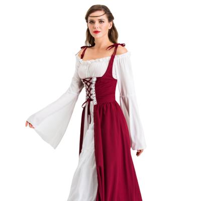 China Low MOQ Women's Halloween Party Women's Dress Retro Long Renaissance Vintage Medieval Costume Dress Halloween Cosplay Costume for sale