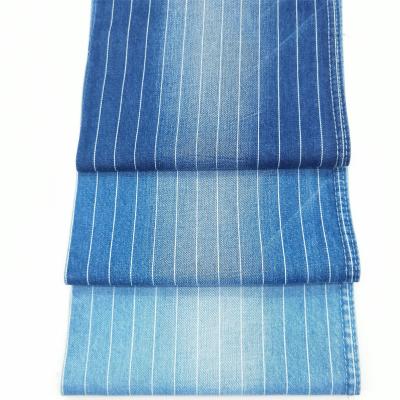 China 100% Stock Cotton Breathable Stripe Low Price Denim Weft Fabric For Garment for sale