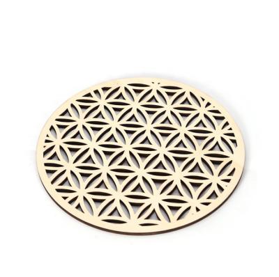 China China Customized Laser Cut To Hallow Wooden Round Table Coaster for sale