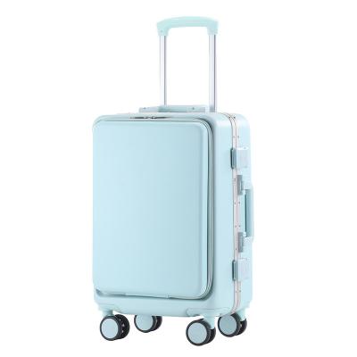 China Fashion Trendy Korean Aluminum Frame Business Luggage Rotating Multifunctional Suitcase for sale