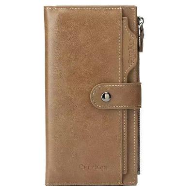 China New Long PU RFID Cash Envelope Business Card Wallet Luxury Men Wallet Custom Leather Stand Wallet for sale