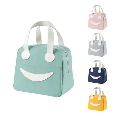 China New Design Face Meal Bag Ice Pack Portable Lunch Bag Cute Smiling Eco-friendly Lunch Bag For Kid for sale