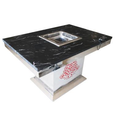 China Yawei hot pot customizable square smokeless hot pot table and Korean barbecue table for sale