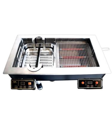 China Hotel Yawei 780 Hot Pot Grill Manufacturing Integrated Stove Smokeless Hot Pot Lifting Table For Restaurant for sale