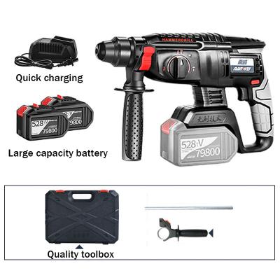 China 80W Cordless Electric Punch Hammer Drills Drills Hammer With 2 Batterys High Capacity Power Hammer Brushless Box Drills Tools for sale