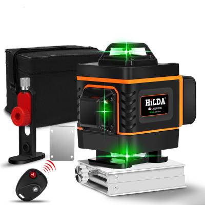 China Self Yes Automatic Leveling Rotating Rotary Multi Cross Line Red Green Lines 360 4D Hilda Laser Machine Beam Laser Level 4d 16 Meter for sale