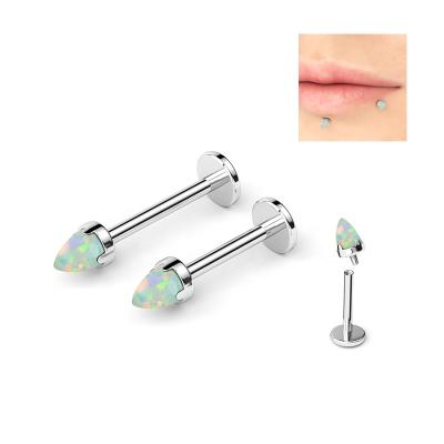 China Hera Punk 316L 16G Stainless Steel Internally Threaded Opal Labret Lip Piercings Body Piercing Jewelry for sale