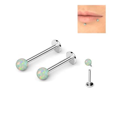 China 316L 16G Punk Surgical Steel Round Opal Labret Lip Body Piercing Jewelry for sale