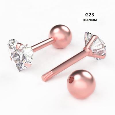 China Rose Gold Tragus Helix Ring Hera Wire Jewelry G23 4MM Zircon Heart Ear Piercing Romantic Titanium White Rings Internal Body Piercing for sale