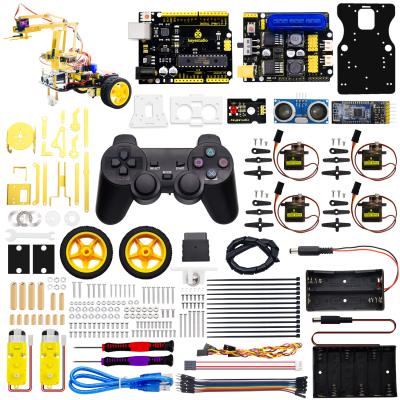 China Robotics Starter Kit OEM 4DOF Robot Arm 2WD Mechanical Car Learning Kit For Arduino Robotic Kits for sale