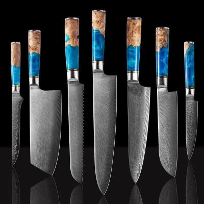 China European American Customized Viable Professional Damascus Chef Knife Group Kitchen Knife Best Selling Group for sale